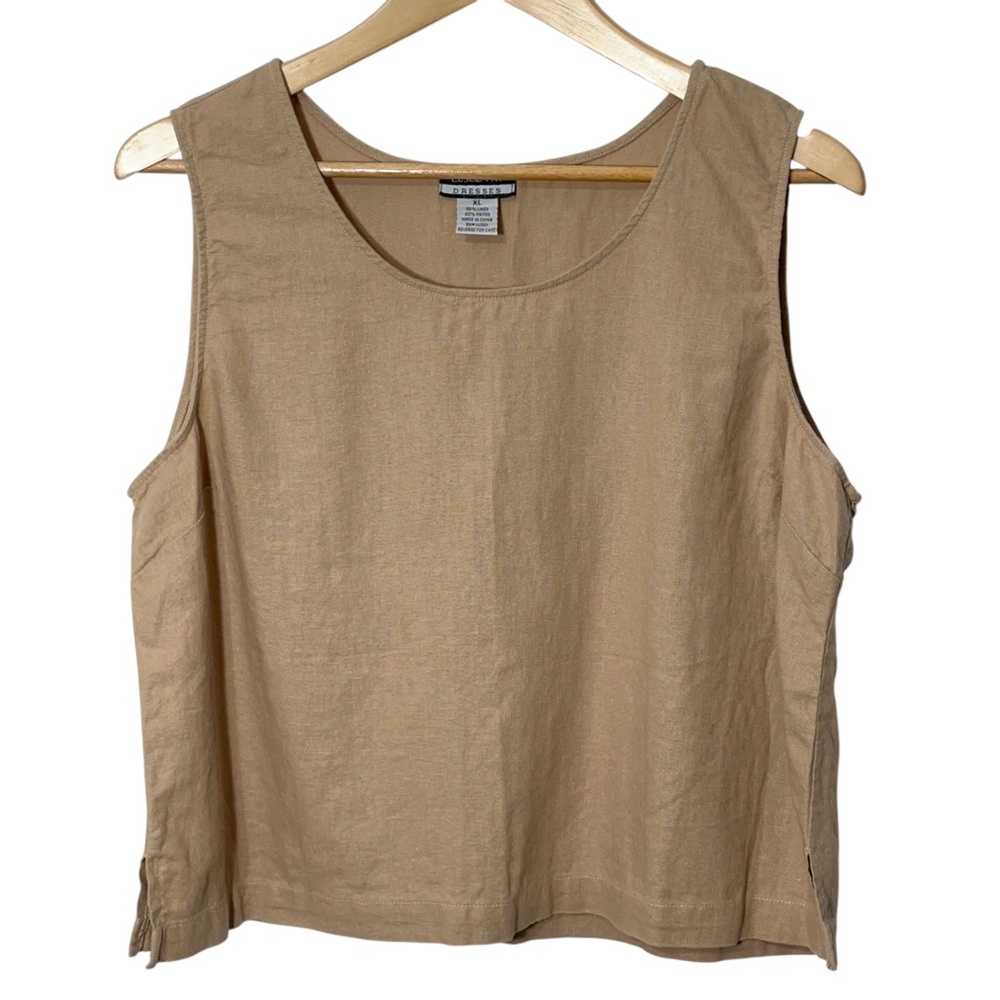 Leslie Fay Womens Linen Blend Tank Top Size XL Casual